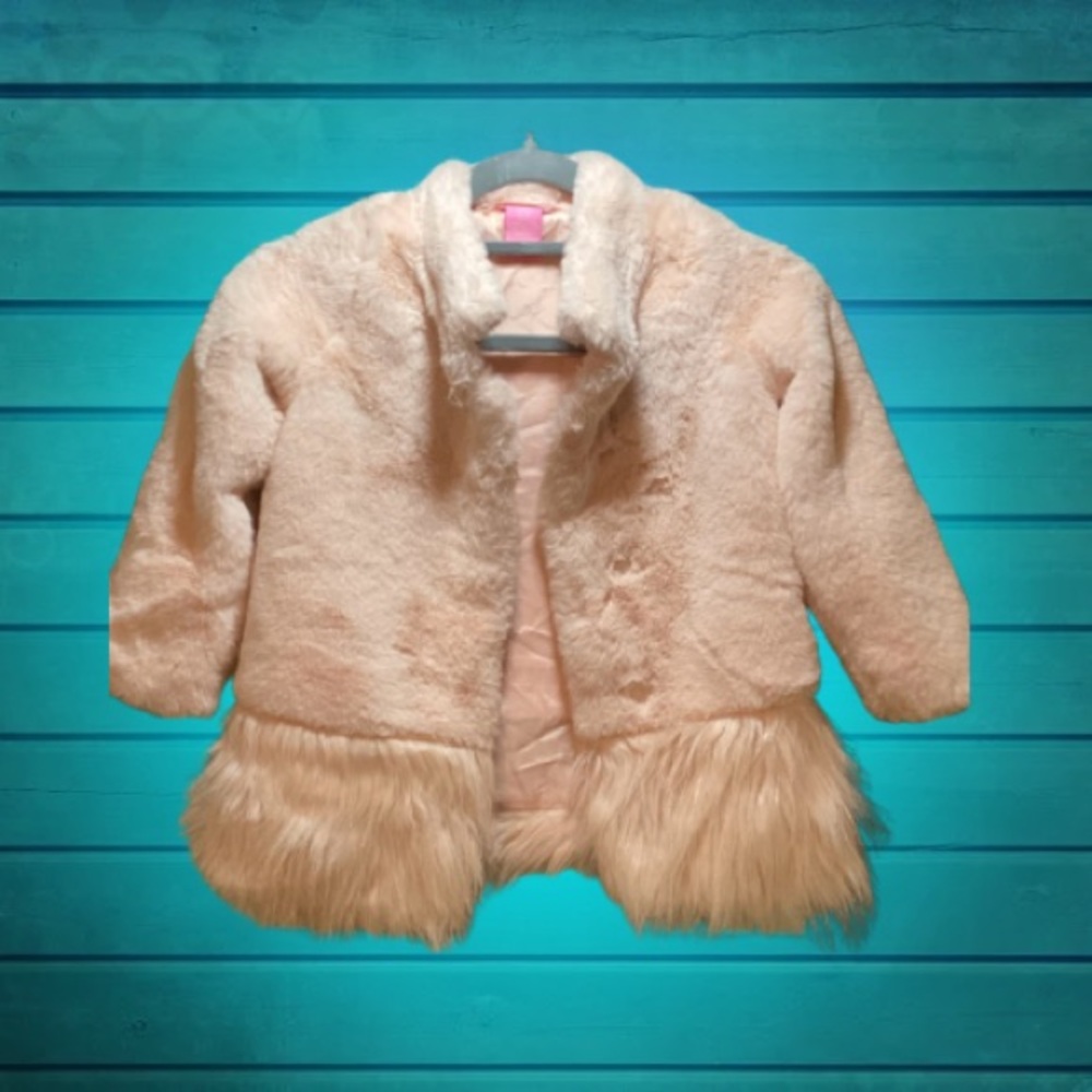 NWOT Issac Mizrahi- Baby Pink Faux Fur Jacket - sz 5